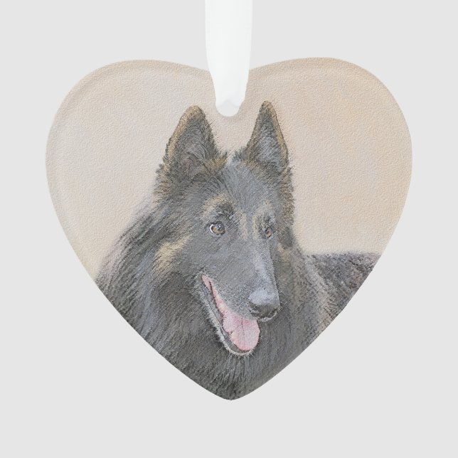 Belgian Tervuren Painting - Cute Original Dog Art Ornament (Front)