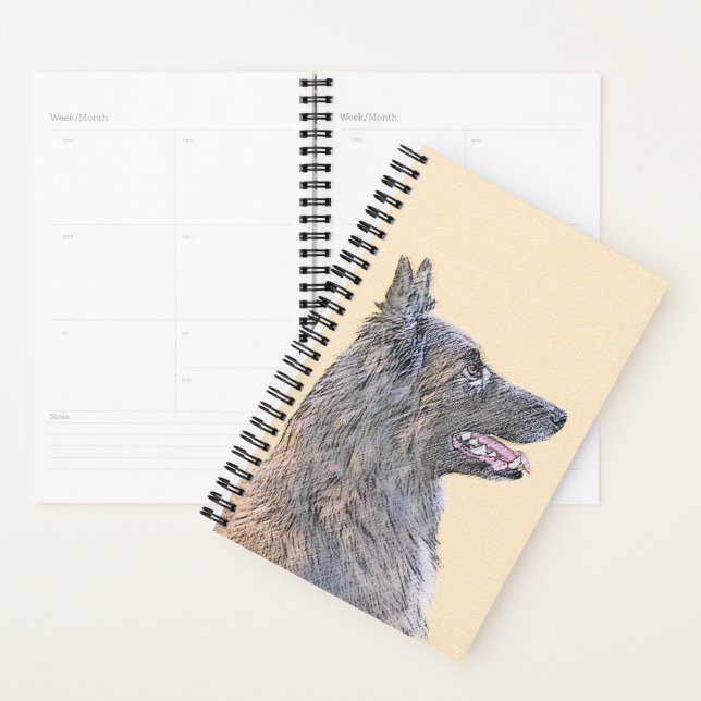 Belgian Tervuren Painting - Cute Original Dog Art Planner (Display)