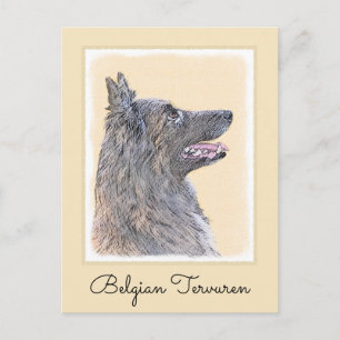 Belgian Tervuren Painting - Cute Original Dog Art Postcard