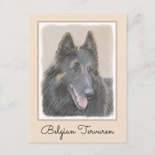 Belgian Tervuren Painting - Cute Original Dog Art Postcard
