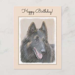 Belgian Tervuren Painting - Cute Original Dog Art Postcard