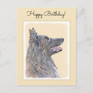 Belgian Tervuren Painting - Cute Original Dog Art Postcard