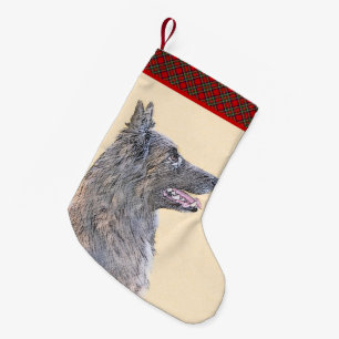 Belgian Tervuren Painting - Cute Original Dog Art Small Christmas Stocking