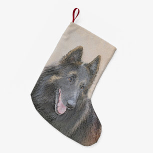 Belgian Tervuren Painting - Cute Original Dog Art Small Christmas Stocking