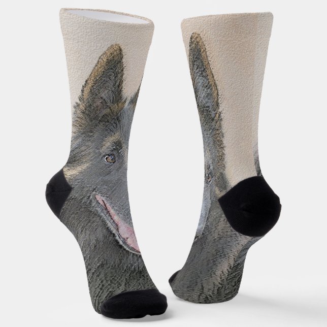 Belgian Tervuren Painting - Cute Original Dog Art Socks (Angled)