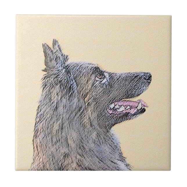 Belgian Tervuren Painting - Cute Original Dog Art Tile (Front)