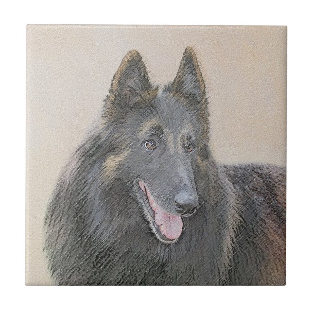 Belgian Tervuren Painting - Cute Original Dog Art Tile (Front)
