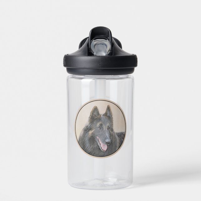 Belgian Tervuren Painting - Cute Original Dog Art Water Bottle (Front)
