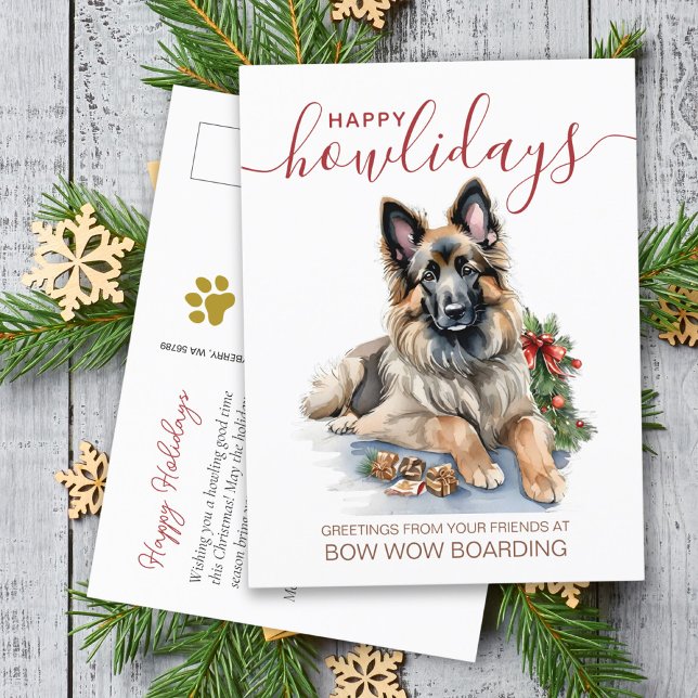 Belgian Tervuren Pet Boarding Christmas Corporate  Holiday Postcard (Creator Uploaded)