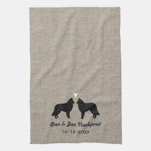 Belgian Tervuren Silhouettes with Heart Tea Towel