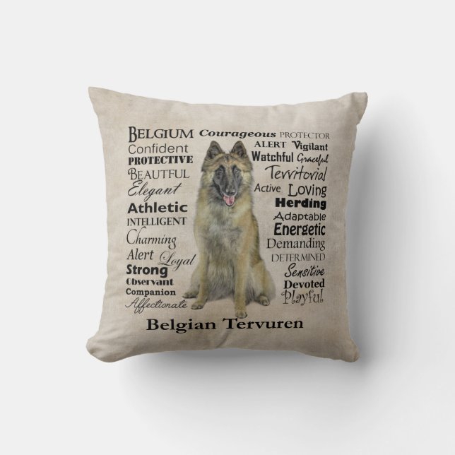 Belgian Tervuren Traits Pillow (Front)