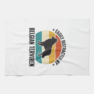 Belgian Tervuren Vintage Dog Lover Shirt Design_1 Tea Towel