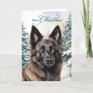 Belgian Tervuren Woodland Forest Merry Christmas Holiday Card