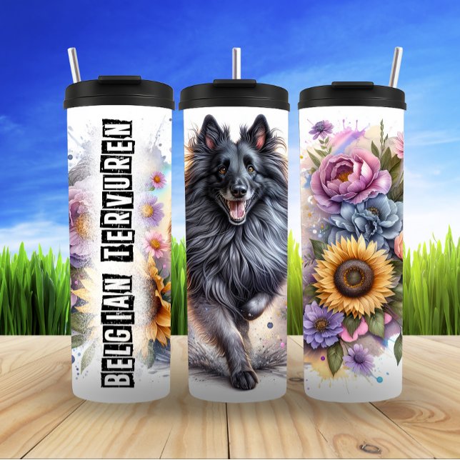 Belgian Tervuren's Floral Energy Thermal Tumbler (Creator Uploaded)
