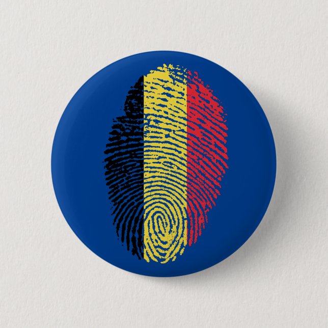 Belgian touch fingerprint flag 6 cm round badge (Front)