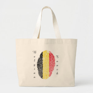 Belgian touch fingerprint flag large tote bag