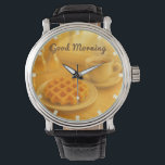Belgian Waffle & Coffee Watch – Good Morning Vibes<br><div class="desc">Start your day with the perfect timepiece! This charming watch features a cosy Belgian breakfast scene with a golden waffle and steaming cup of coffee, wrapped in warm morning tones. The “Good Morning” message adds a cheerful touch, making it a sweet gift for food lovers, travelers, or anyone who adores...</div>