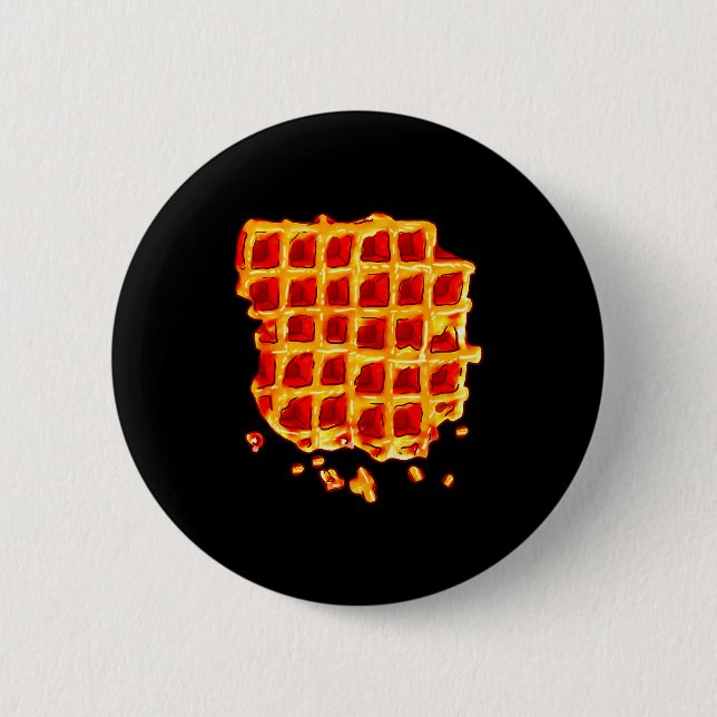 Belgian Waffle Syrup Breakfast Food Snack Waffle L 6 Cm Round Badge (Front)