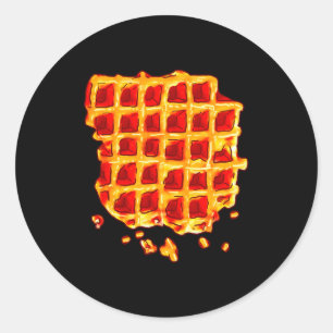 Belgian Waffle Syrup Breakfast Food Snack Waffle L Classic Round Sticker
