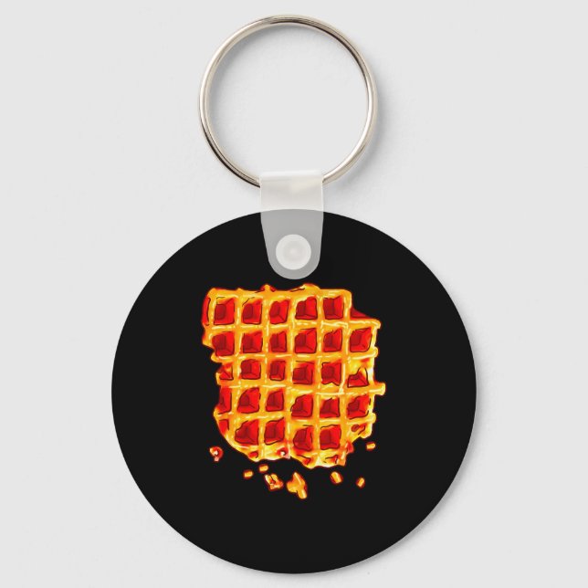 Belgian Waffle Syrup Breakfast Food Snack Waffle L Key Ring (Front)