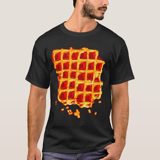 Belgian Waffle Syrup Breakfast Food Snack Waffle L T-Shirt (Front)