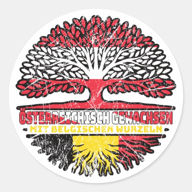 Belgien Belgisch Österreichisch Österreich Baum Classic Round Sticker (Front)