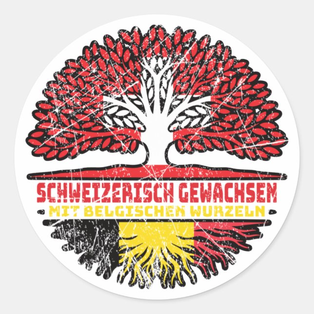 Belgien Belgisch Schweizer Schweiz Baum Wurzel Classic Round Sticker (Front)