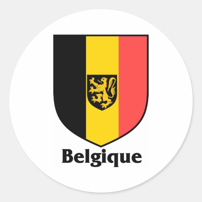 Belgique Crest / Belgium Flag Classic Round Sticker (Front)