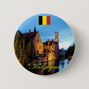 Belgique Mediaeval Bruges - Pro Photo 6 Cm Round Badge