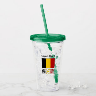Belgium and Belgian Flag Personalised Acrylic Tumbler