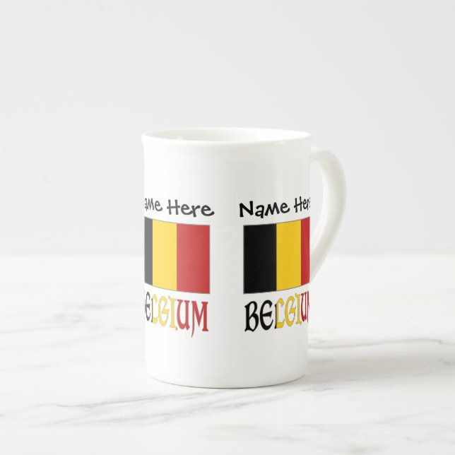 Belgium and Belgian Flag Personalised  Bone China Mug (Front Right)