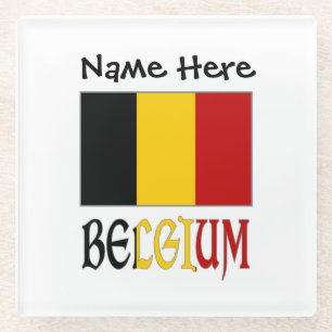 Belgium and Belgian Flag Personalised  Glass Coaster