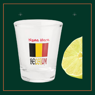 Belgium and Belgian Flag Red Personalisation Shot Glass