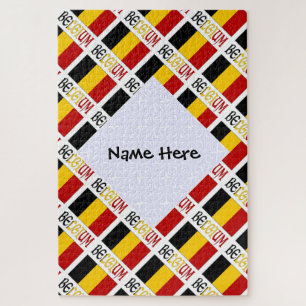 Belgium and Belgian Flag Tiled Personalized Jigsaw Puzzle