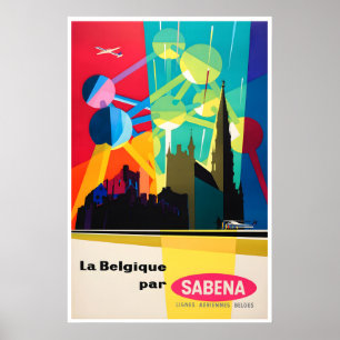 Belgium Art Sabena Travel Poster Belgian Print