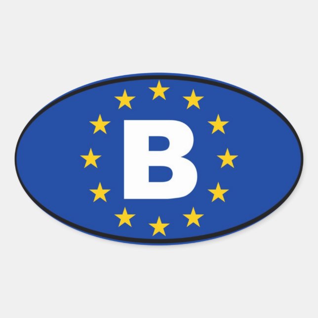 Belgium - B  - European Union Oval Sticker (Front)