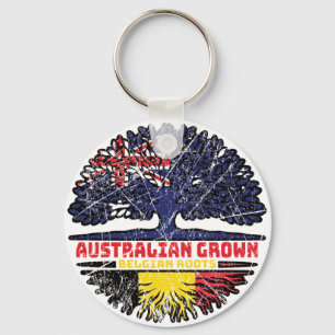 Belgium Belgian Australian Australia Tree Roots Key Ring
