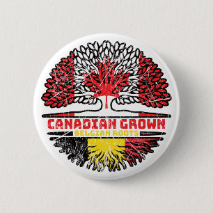 Belgium Belgian Canadian Canada Tree Roots Flag 6 Cm Round Badge