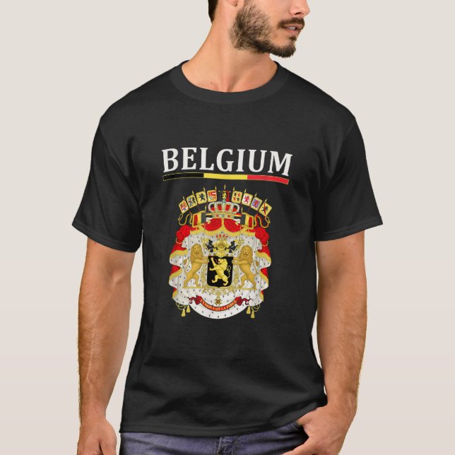 Belgium Belgian Flag Emblem Great Gift Tee (Front)