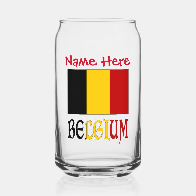 Belgium Belgian Flag Red Personalisation Can Glass (Front)