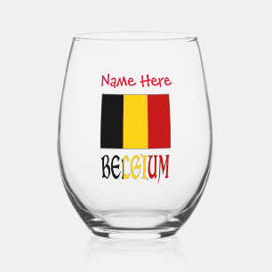 Belgium Belgian Flag Red Personalisation Stemless Wine Glass