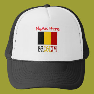 Belgium Belgian Flag Red Personalized  Trucker Hat