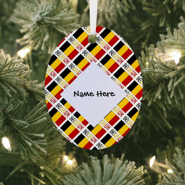 Belgium Belgian Flag Tiled Personalized  Metal Tree Decoration (Insitu)