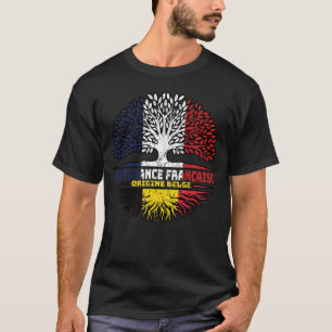Belgium Belgian French France Tree Roots Flag T-Shirt