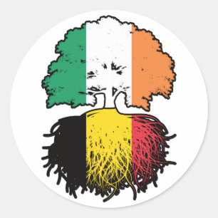 Belgium Belgian Irish Ireland Tree Roots Flag Classic Round Sticker