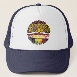 Belgium Belgian Spain Spanish Tree Roots Flag Trucker Hat