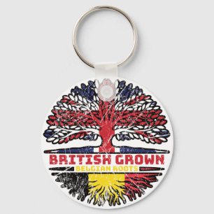 Belgium Belgian Uk United Kingdom British Tree Key Ring