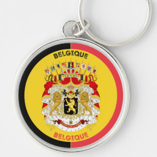 Belgium Belgique Coat of Arms Circle Shape Key Ring