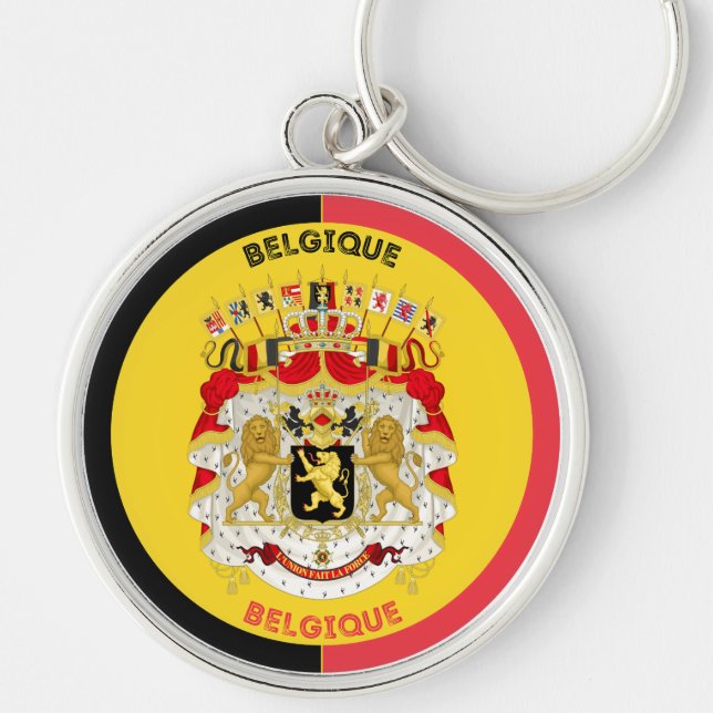 Belgium Belgique Coat of Arms Circle Shape Key Ring (Front)