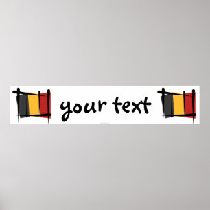 Belgium Brush Flag Banner Poster